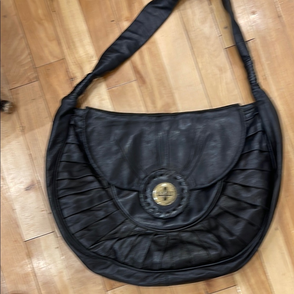 BCBG Max hobo Elegant Black Leather Shoulder Bag